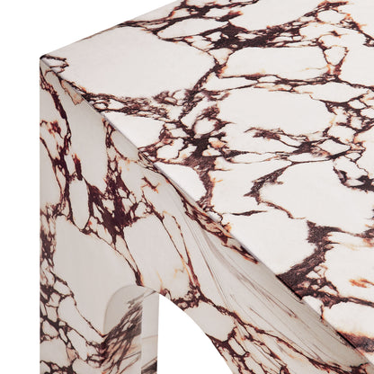 Valen Square Indoor - Outdoor Patio Arched Concrete Side Table in Red Marble by Modway (7098)