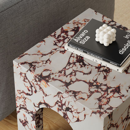 Valen Square Indoor - Outdoor Patio Arched Concrete Side Table in Red Marble by Modway (7098)