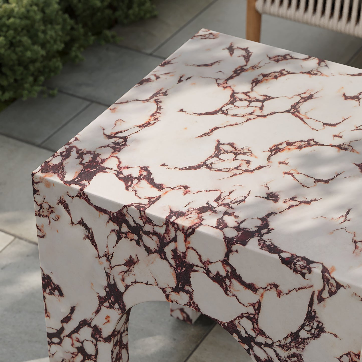 Valen Square Indoor - Outdoor Patio Arched Concrete Side Table in Red Marble by Modway (7098)