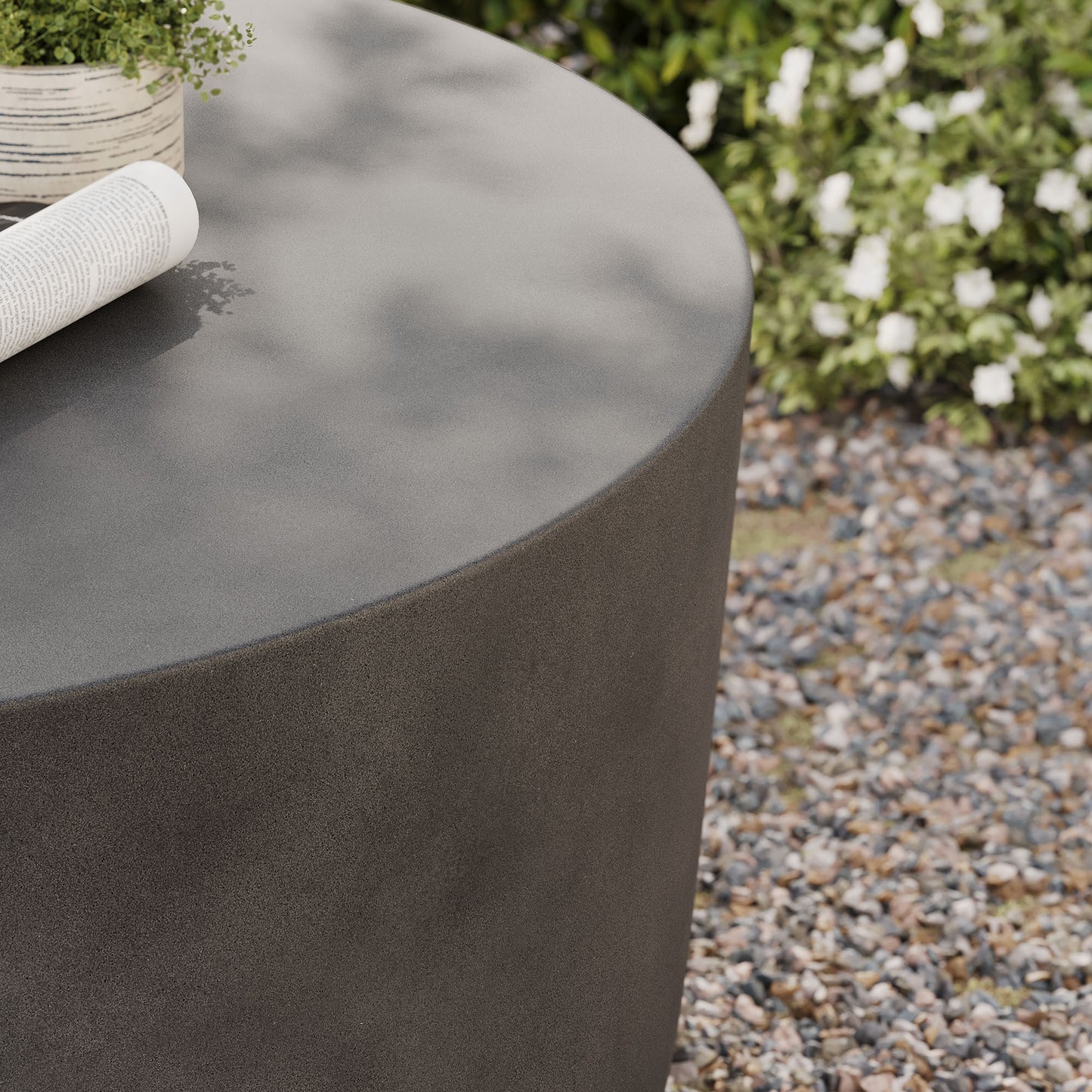 Brion Round Indoor - Outdoor Patio Concrete Coffee Table in Gray by Modway (7099)