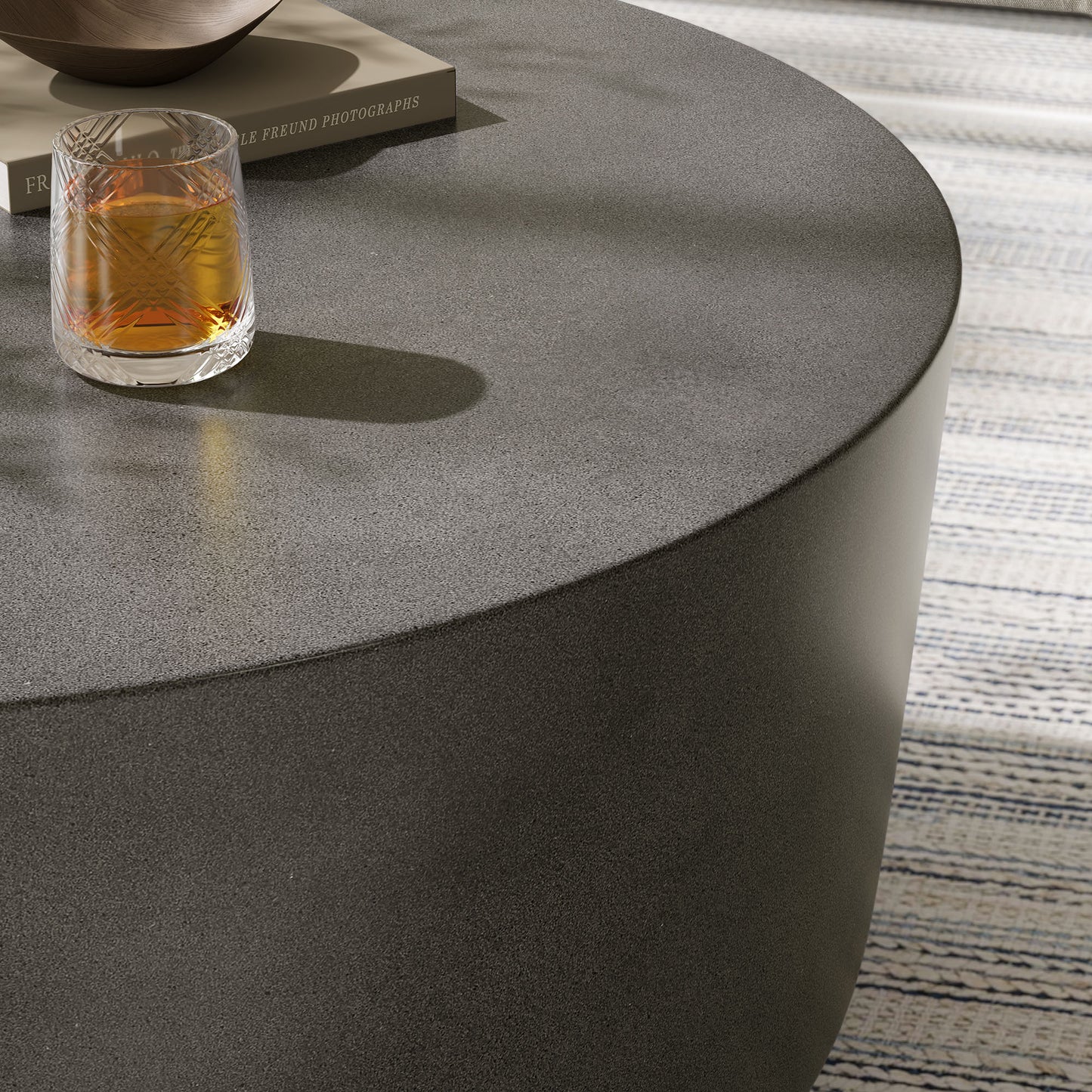 Brion Round Indoor - Outdoor Patio Concrete Coffee Table in Gray by Modway (7099)