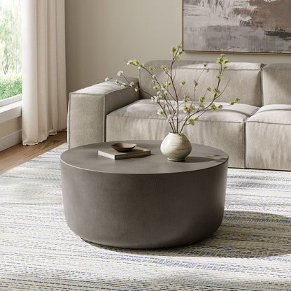 Brion Round Indoor - Outdoor Patio Concrete Coffee Table in Gray by Modway (7099)
