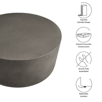 Brion Round Indoor - Outdoor Patio Concrete Coffee Table in Gray by Modway (7099)