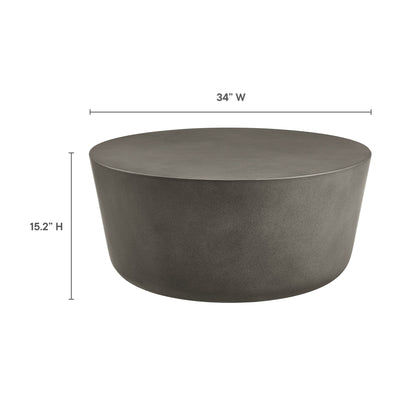 Brion Round Indoor - Outdoor Patio Concrete Coffee Table in Gray by Modway (7099)