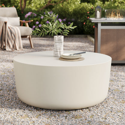 Brion Round Indoor - Outdoor Patio Concrete Coffee Table in White by Modway (7099)