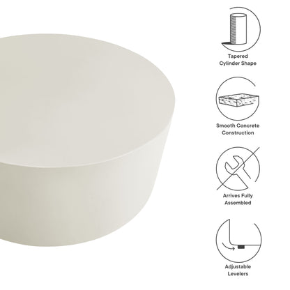 Brion Round Indoor - Outdoor Patio Concrete Coffee Table in White by Modway (7099)