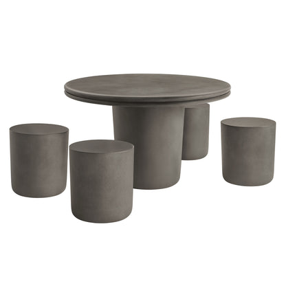 Brion Indoor - Outdoor Patio Concrete 5 Piece Dining Table Set in Gray by Modway (7172)