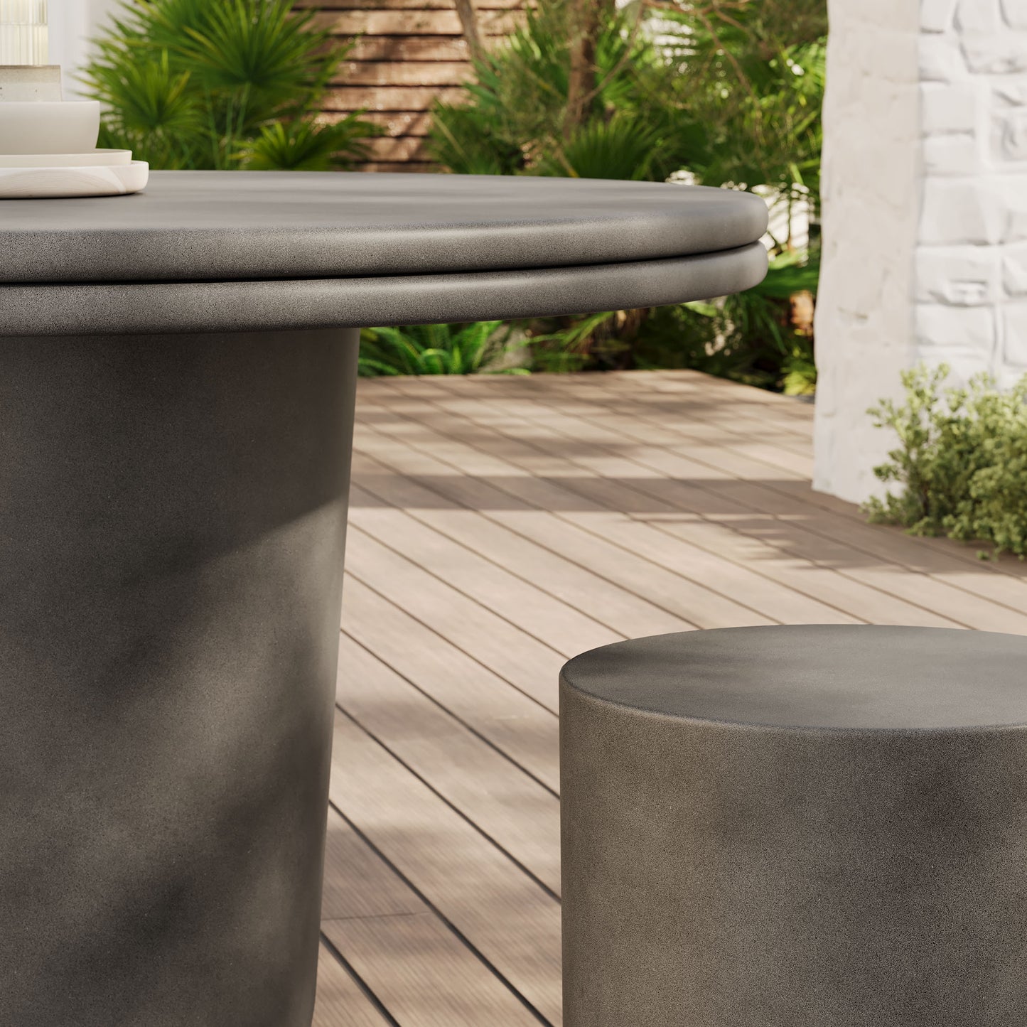 Brion Indoor - Outdoor Patio Concrete 5 Piece Dining Table Set in Gray by Modway (7172)