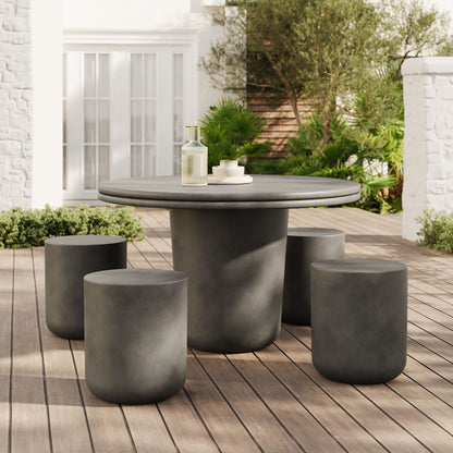 Brion Indoor - Outdoor Patio Concrete 5 Piece Dining Table Set in Gray by Modway (7172)