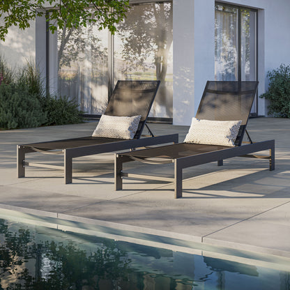 Tahoe Outdoor Patio Mesh and Aluminum Chaise Lounge in Gray by Modway (7235)