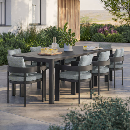 Tahoe 9-Piece Outdoor Patio Aluminum Dining Set With Extendable Table in Gray Gray by Modway (7295)