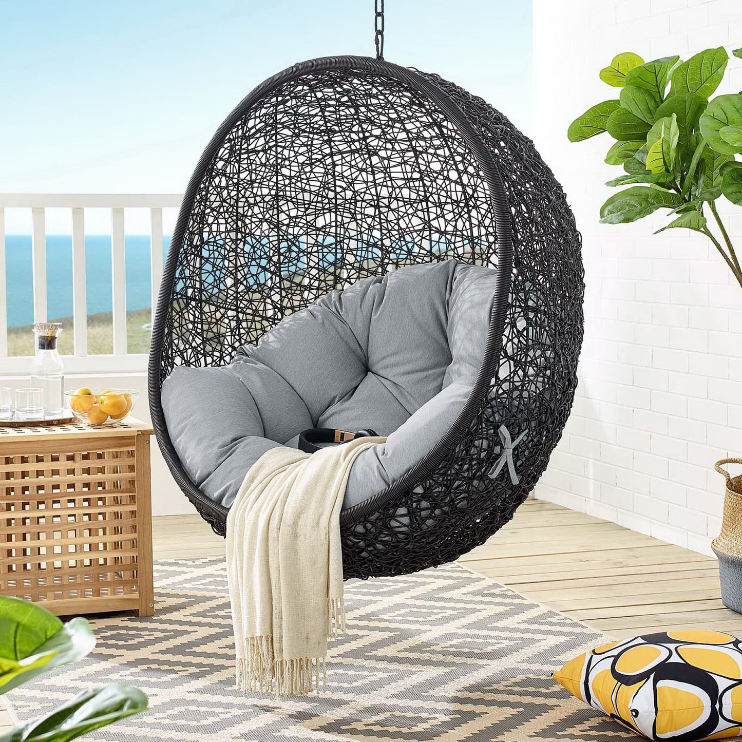 Encase Swing Outdoor Patio Lounge Chair in Gray by Modway (739)