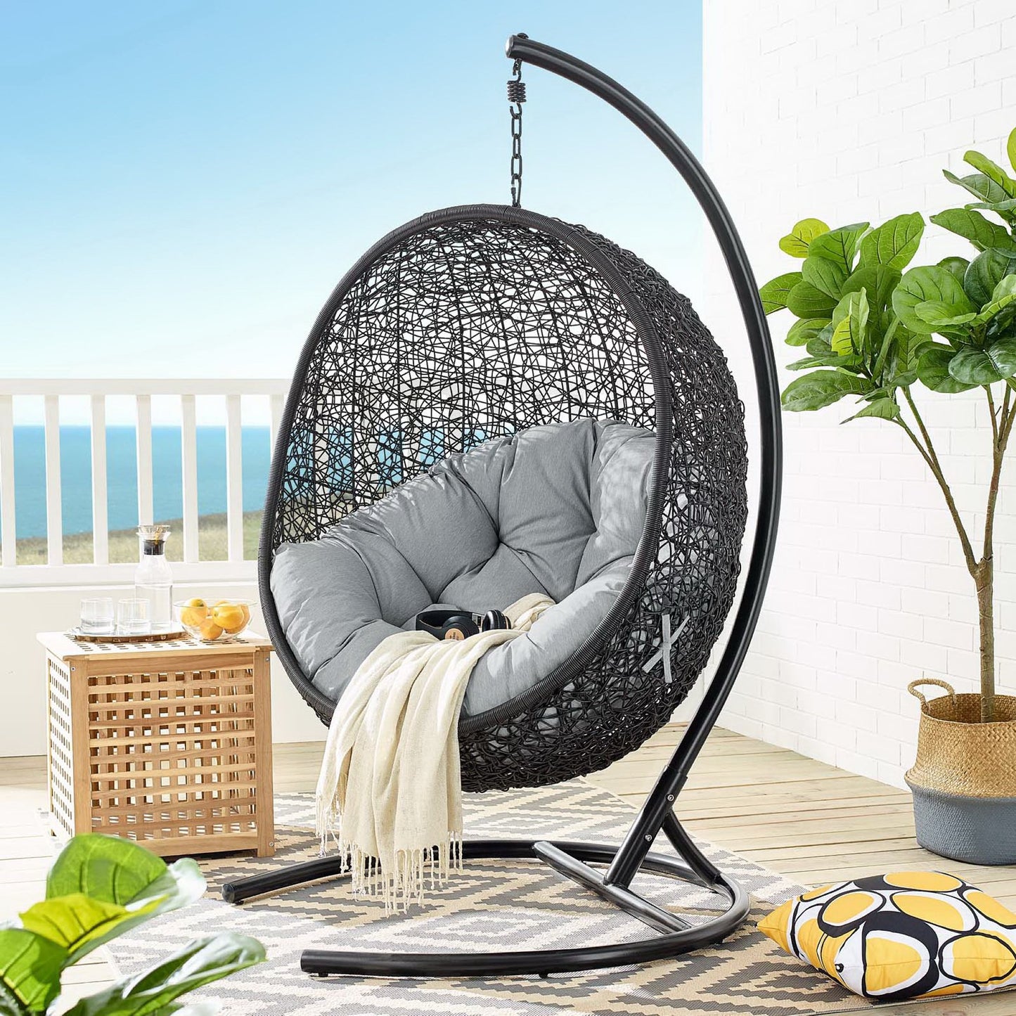 Encase Swing Outdoor Patio Lounge Chair in Gray by Modway (739)