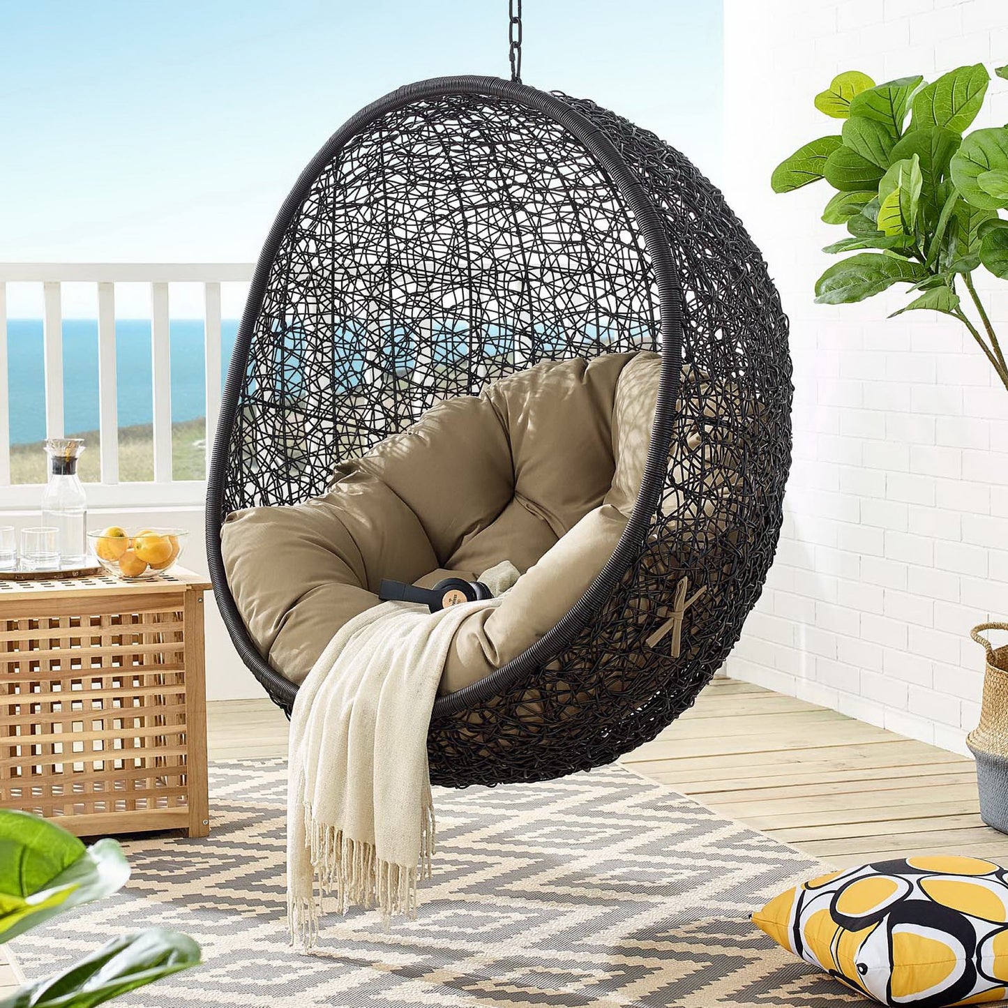 Encase Swing Outdoor Patio Lounge Chair in Mocha by Modway (739)