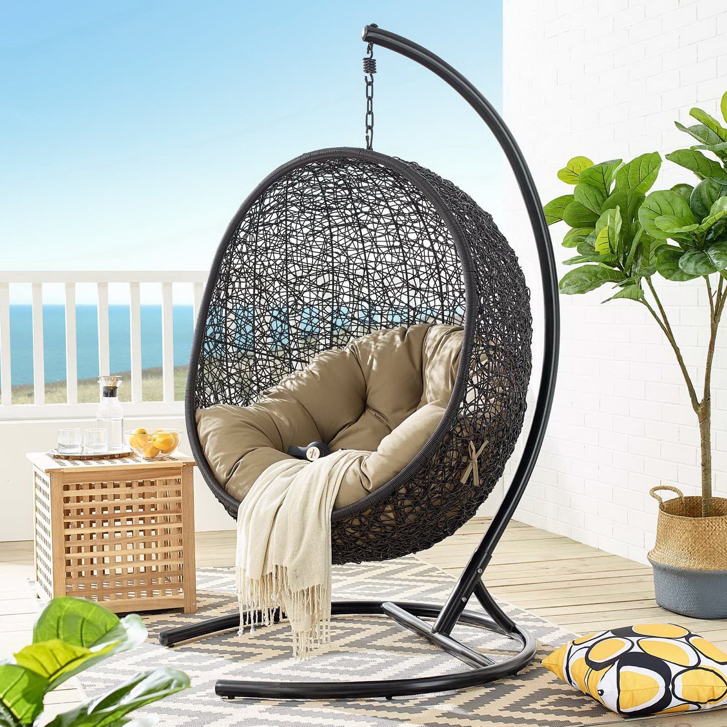 Encase Swing Outdoor Patio Lounge Chair in Mocha by Modway (739)