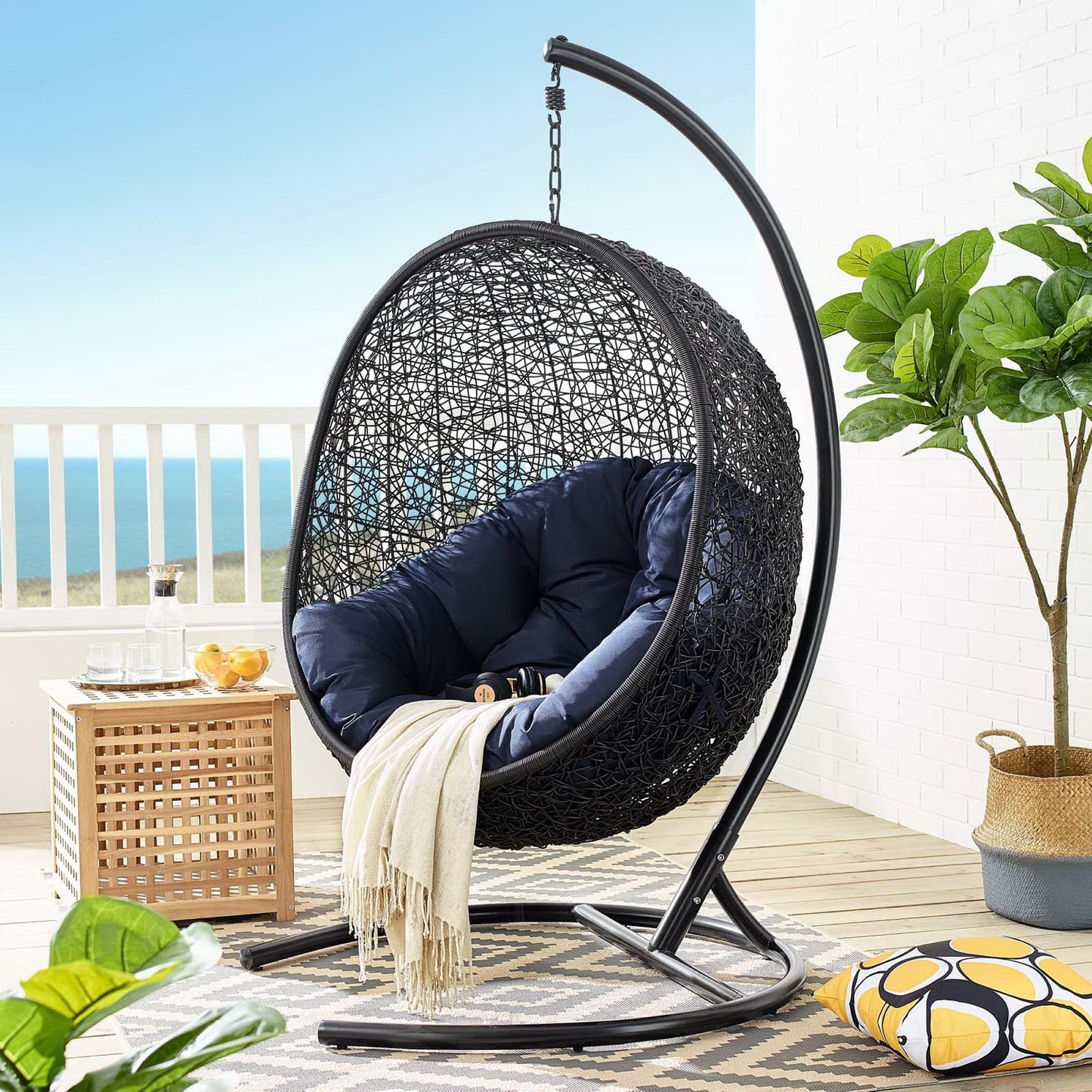 Encase Swing Outdoor Patio Lounge Chair in Navy by Modway (739)