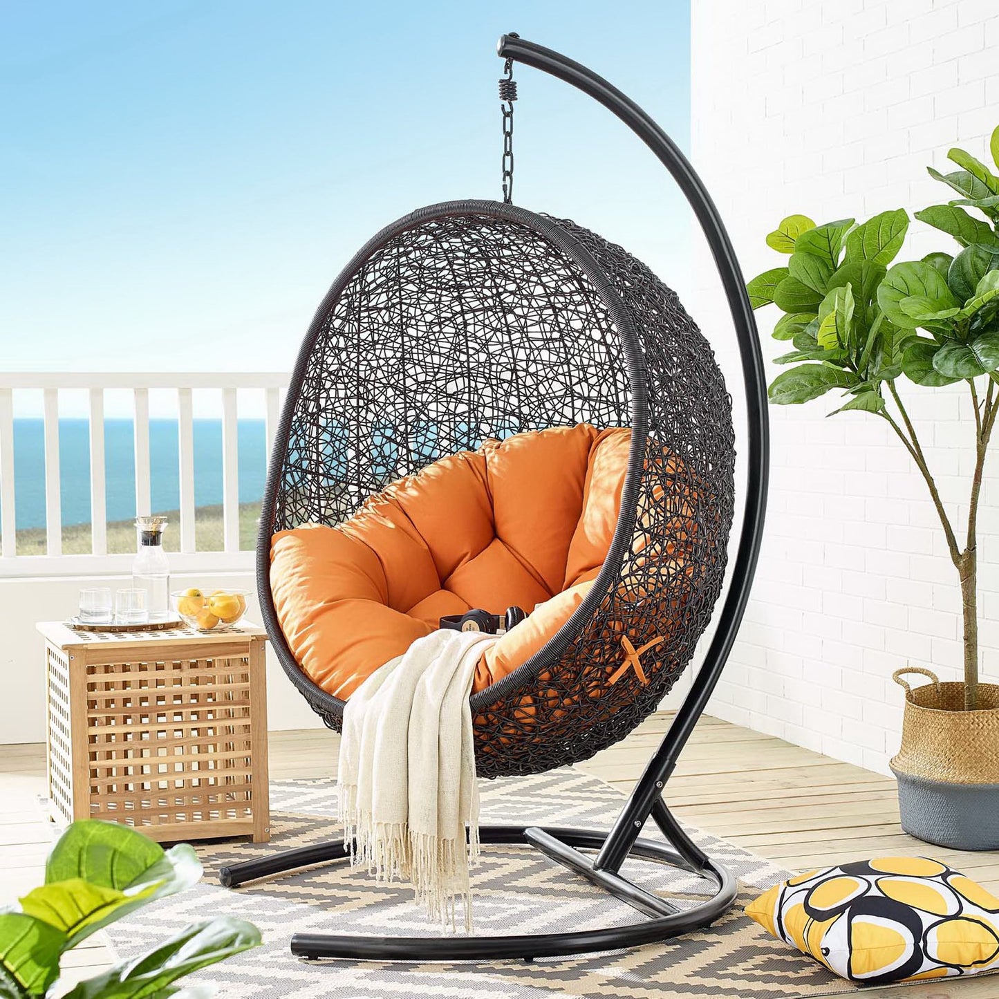 Encase Swing Outdoor Patio Lounge Chair in Orange by Modway (739)