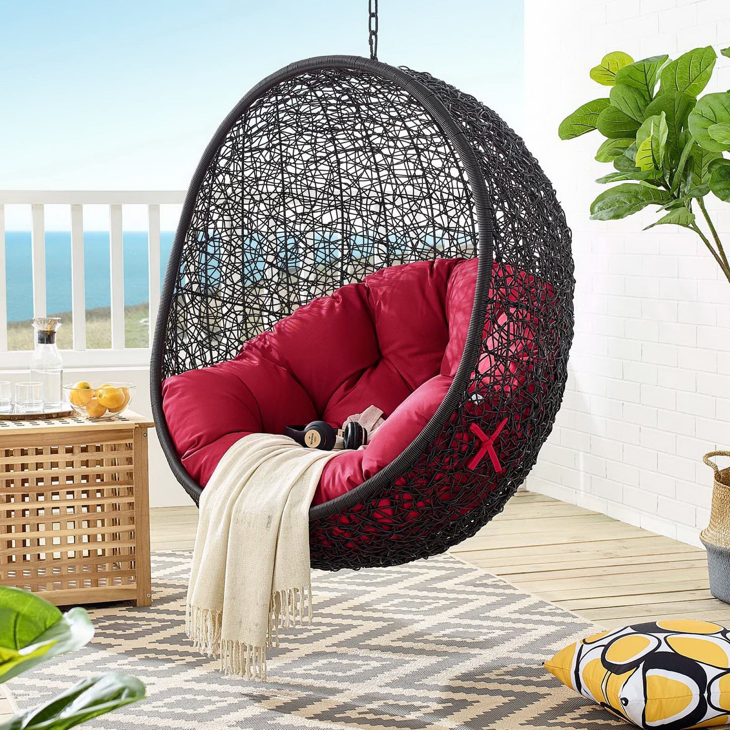 Encase Swing Outdoor Patio Lounge Chair in Red by Modway (739)