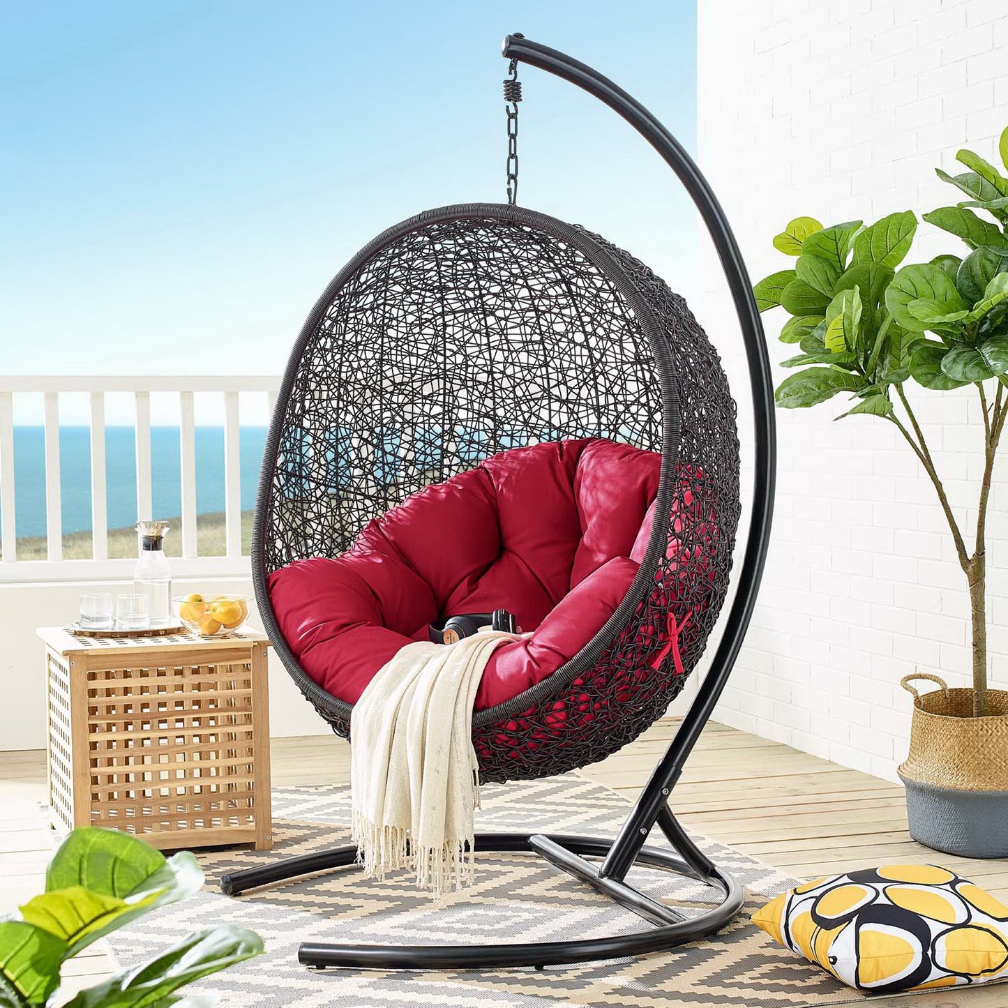Encase Swing Outdoor Patio Lounge Chair in Red by Modway (739)