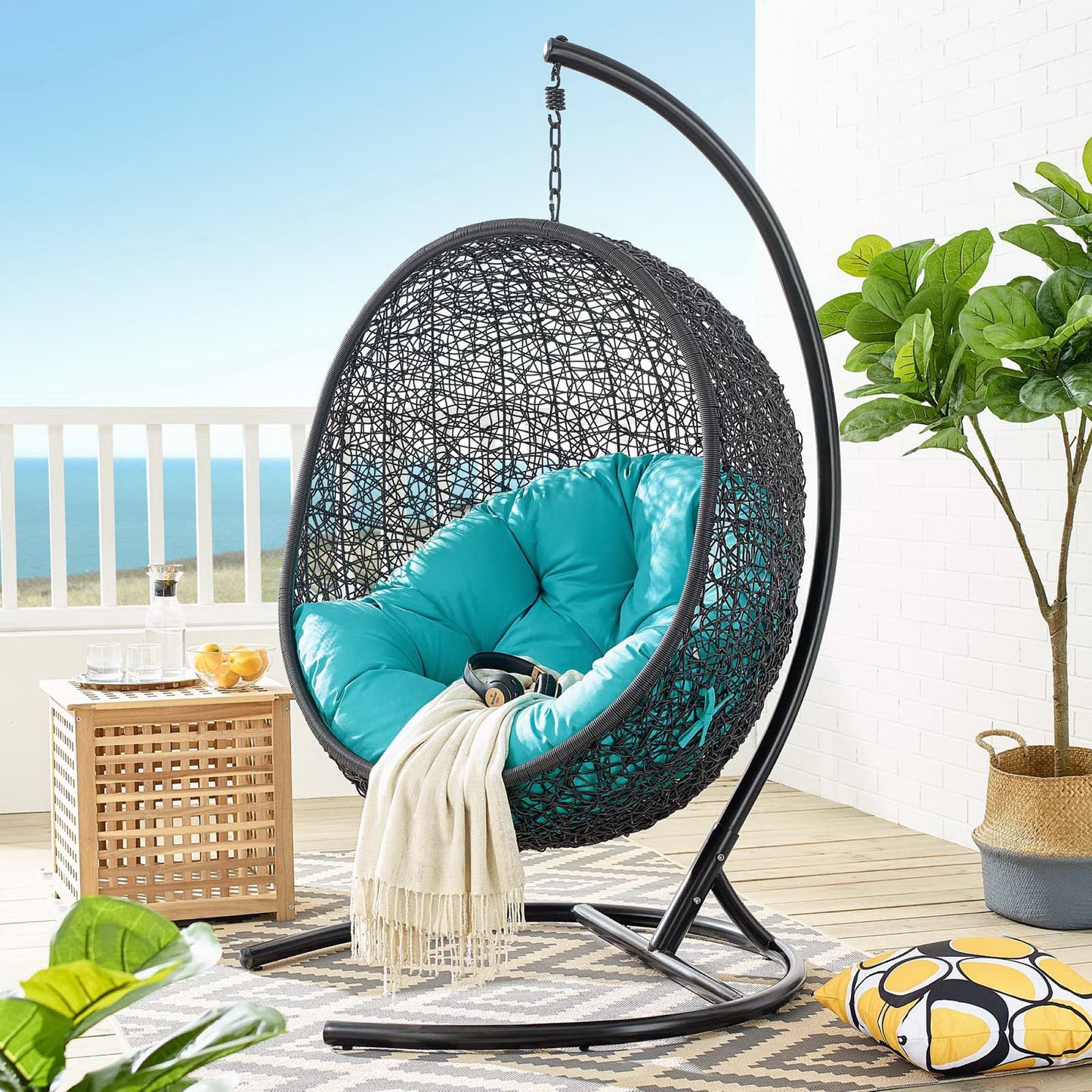 Encase Swing Outdoor Patio Lounge Chair in Turquoise by Modway (739)