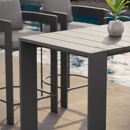 Tahoe 59 Inch Rectangle Outdoor Patio Aluminum Bar Table in Gray by Modway (7593)