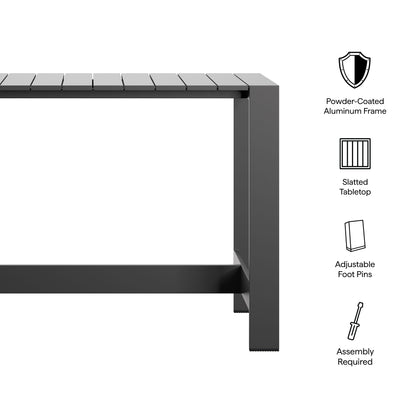 Tahoe 59 Inch Rectangle Outdoor Patio Aluminum Bar Table in Gray by Modway (7593)