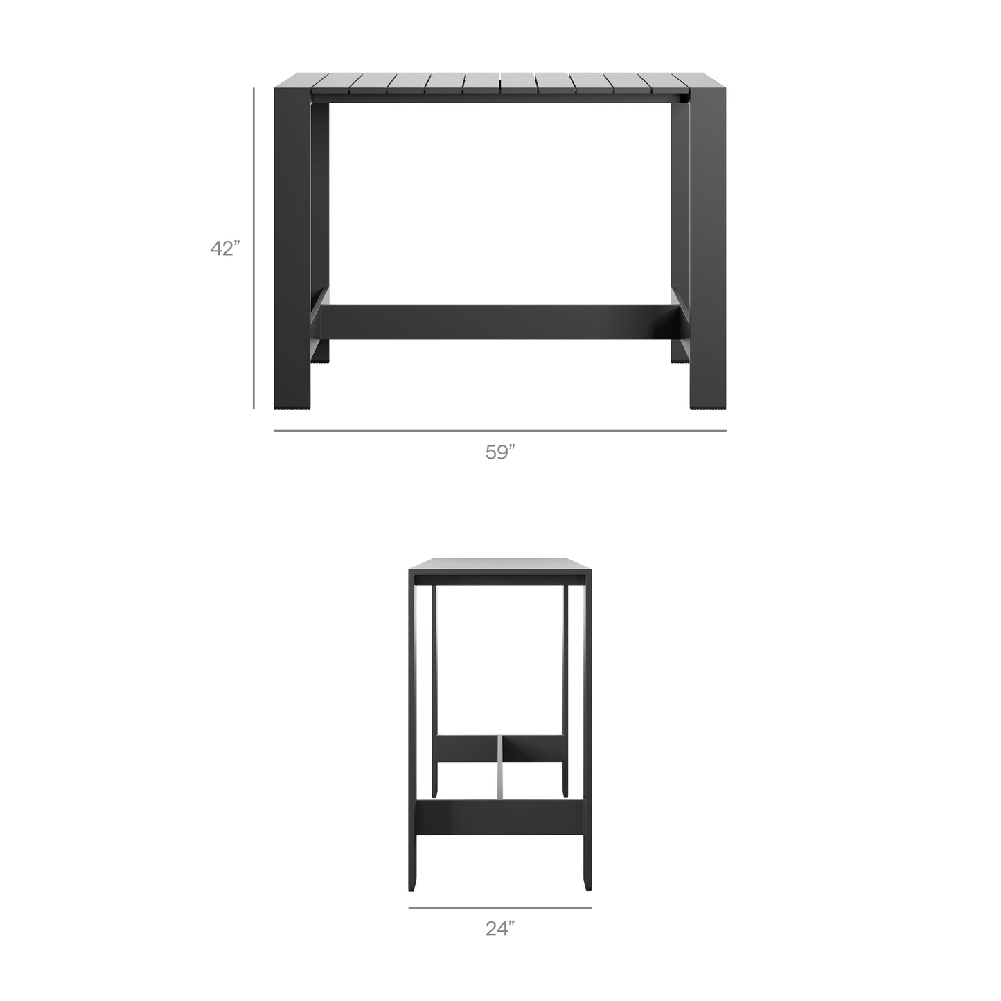 Tahoe 59 Inch Rectangle Outdoor Patio Aluminum Bar Table in Gray by Modway (7593)