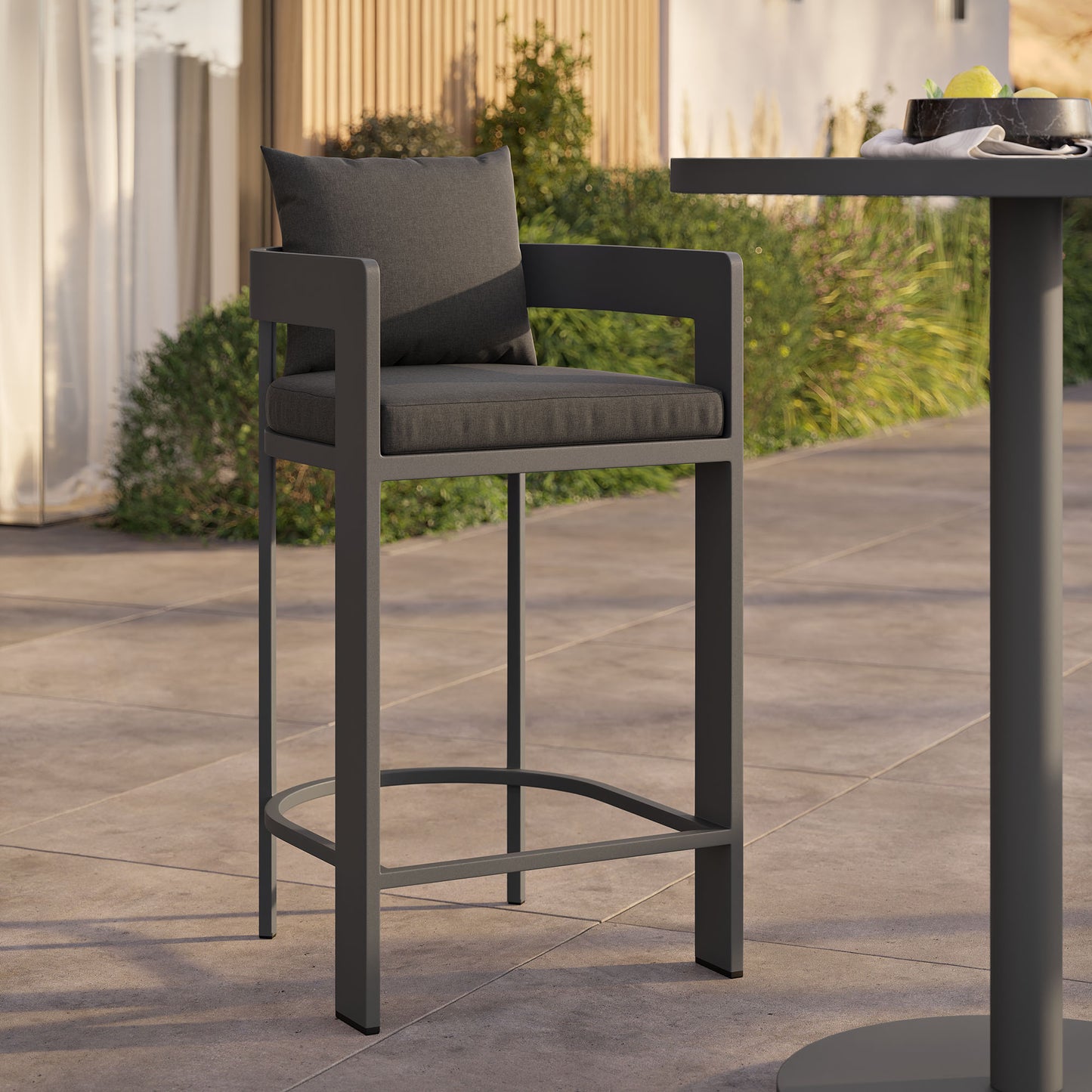 Tahoe Outdoor Patio Patio Aluminum Bar Chair in Charcoal by Modway (7595)