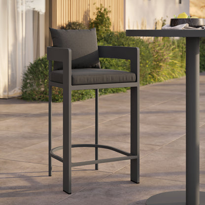 Tahoe Outdoor Patio Patio Aluminum Bar Chair in Charcoal by Modway (7595)