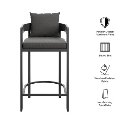 Tahoe Outdoor Patio Patio Aluminum Bar Chair in Charcoal by Modway (7595)