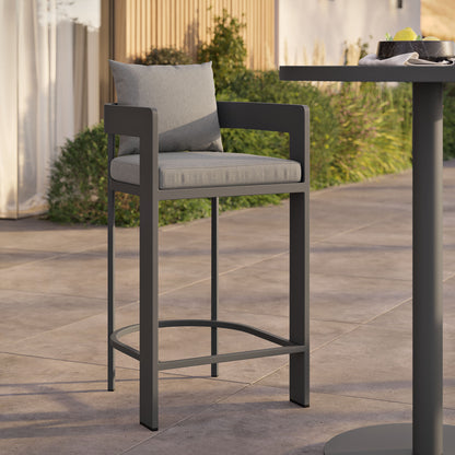 Tahoe Outdoor Patio Patio Aluminum Bar Chair in Gray by Modway (7595)