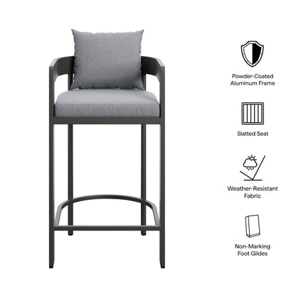 Tahoe Outdoor Patio Patio Aluminum Bar Chair in Gray by Modway (7595)