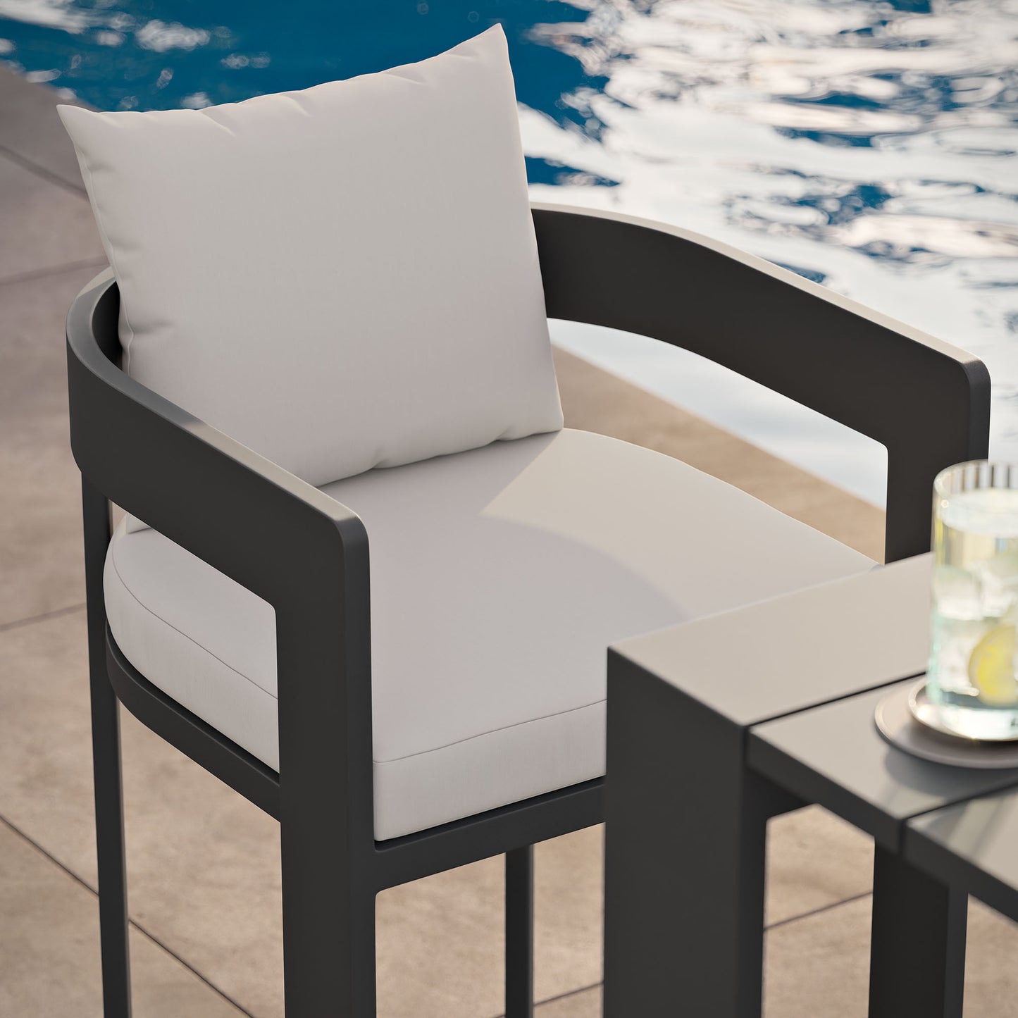 Tahoe Outdoor Patio Patio Aluminum Bar Chair in White by Modway (7595)