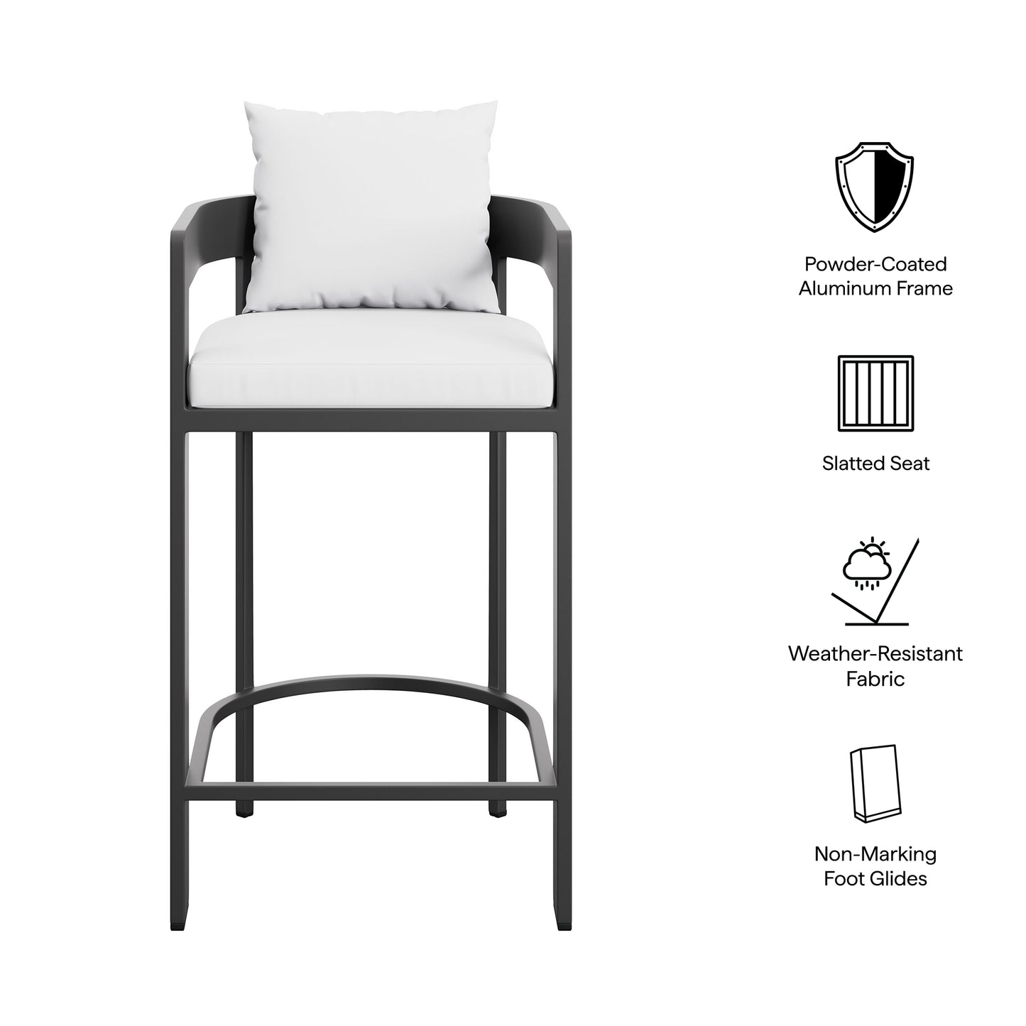 Tahoe Outdoor Patio Patio Aluminum Bar Chair in White by Modway (7595)