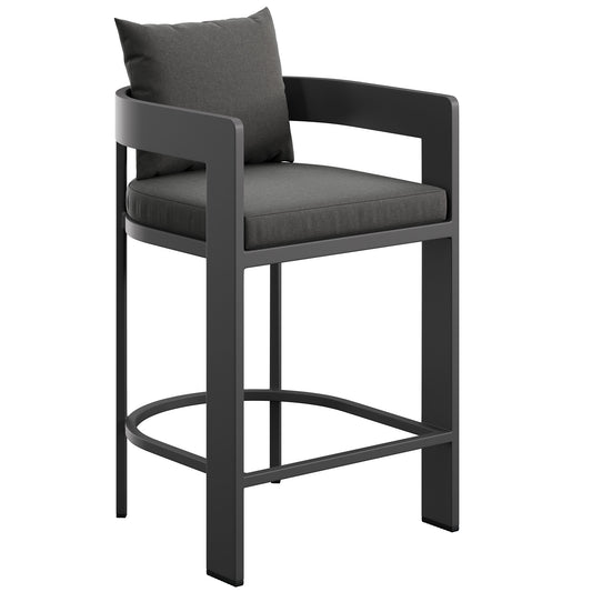 Tahoe Outdoor Patio Patio Aluminum Counter Stool in Charcoal by Modway (7596)