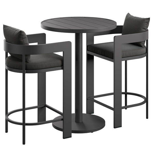 Tahoe 3-Piece Outdoor Patio Aluminum Bar Set in Charcoal by Modway (7597)