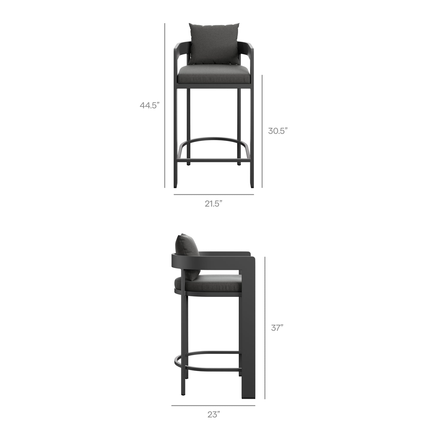 Tahoe 3-Piece Outdoor Patio Aluminum Bar Set in Charcoal by Modway (7597)