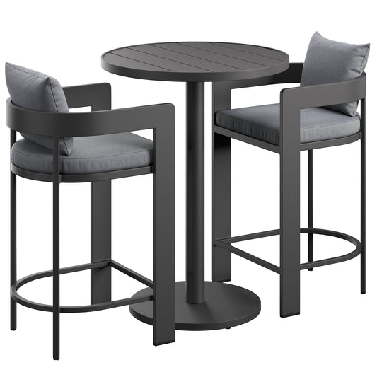 Tahoe 3-Piece Outdoor Patio Aluminum Bar Set in Gray by Modway (7597)