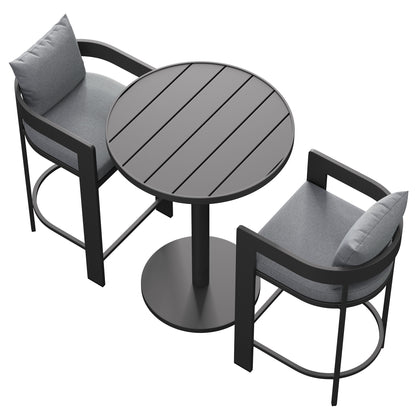 Tahoe 3-Piece Outdoor Patio Aluminum Bar Set in Gray by Modway (7597)