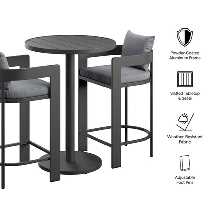 Tahoe 3-Piece Outdoor Patio Aluminum Bar Set in Gray by Modway (7597)