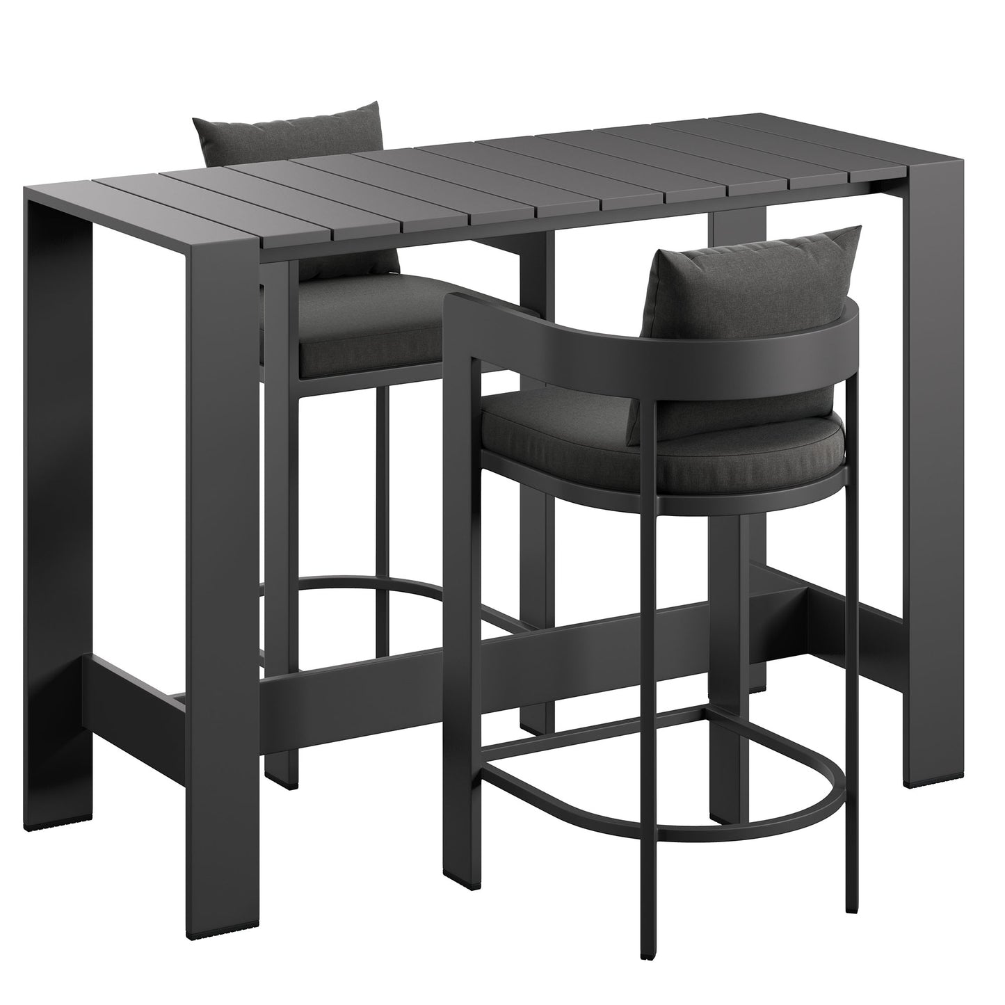 Tahoe 3-Piece Outdoor Patio Aluminum Bar Table Set in Charcoal by Modway (7598)