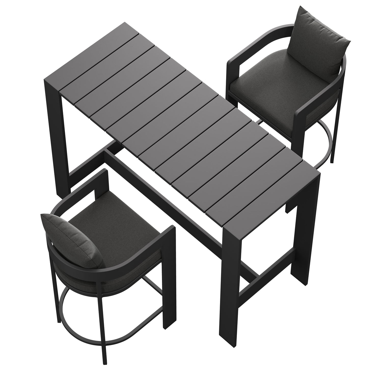 Tahoe 3-Piece Outdoor Patio Aluminum Bar Table Set in Charcoal by Modway (7598)