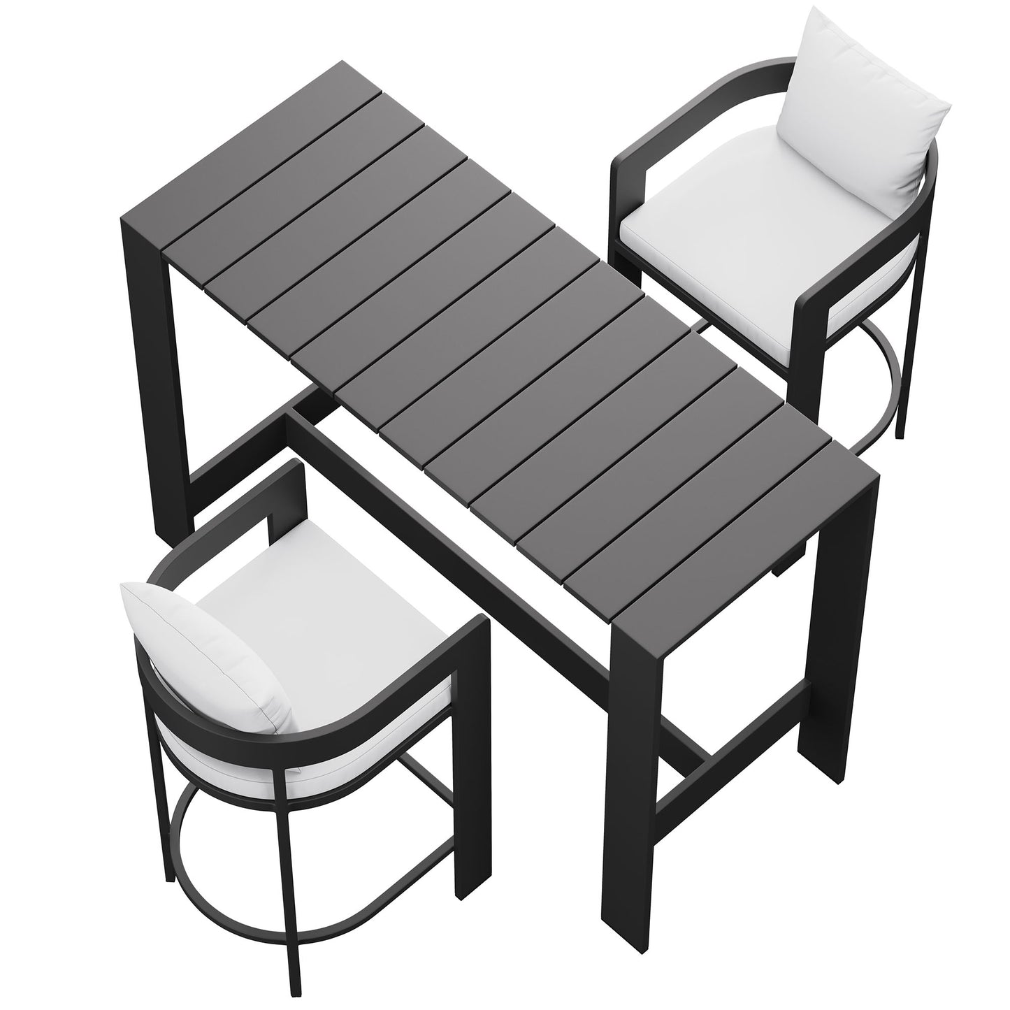 Tahoe 3-Piece Outdoor Patio Aluminum Bar Table Set in White by Modway (7598)