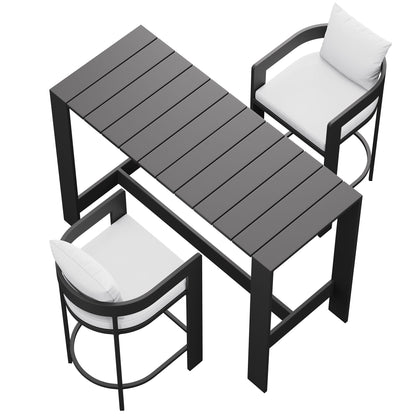Tahoe 3-Piece Outdoor Patio Aluminum Bar Table Set in White by Modway (7598)