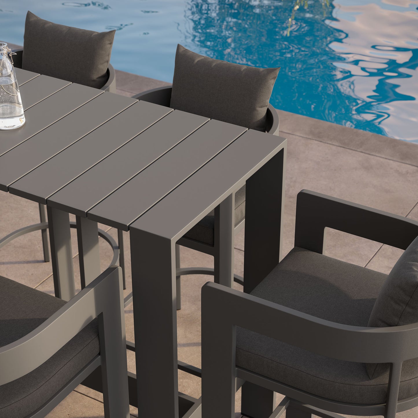 Tahoe 5-Piece Outdoor Patio Bar Table Set in Charcoal by Modway (7599)