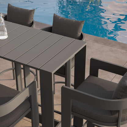 Tahoe 5-Piece Outdoor Patio Bar Table Set in Charcoal by Modway (7599)