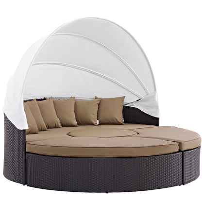 Quest Outdoor Patio Wicker Rattan Canopy Sectional Daybed in Espresso Mocha by Modway (983)