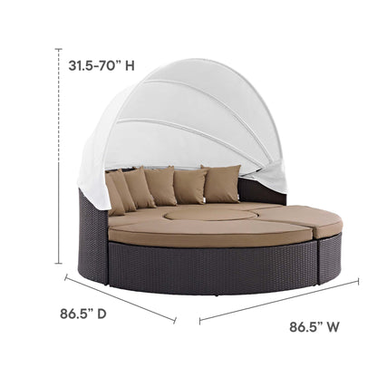 Quest Outdoor Patio Wicker Rattan Canopy Sectional Daybed in Espresso Mocha by Modway (983)