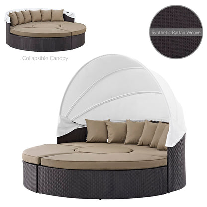 Quest Outdoor Patio Wicker Rattan Canopy Sectional Daybed in Espresso Mocha by Modway (983)
