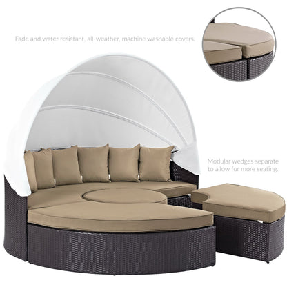 Quest Outdoor Patio Wicker Rattan Canopy Sectional Daybed in Espresso Mocha by Modway (983)